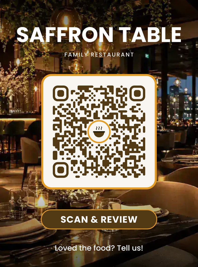 Sample QR review card for a restaurant
